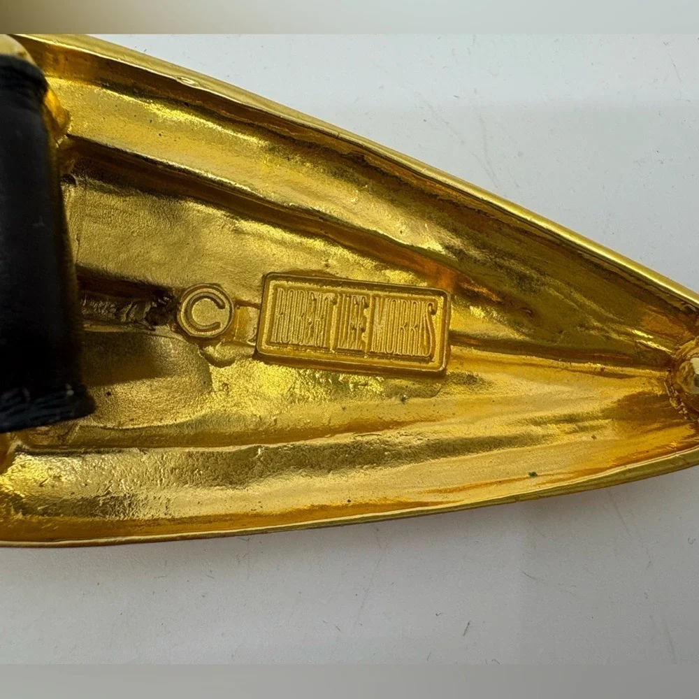 Vintage 1980's ROBERT LEE MORRIS Gold buckle belt size Large